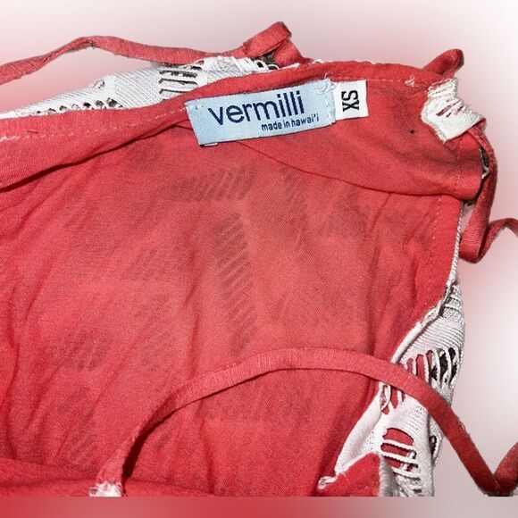Vermilli XS mini dress white net with coral liner racer back adjustable strap - Picture 3 of 3